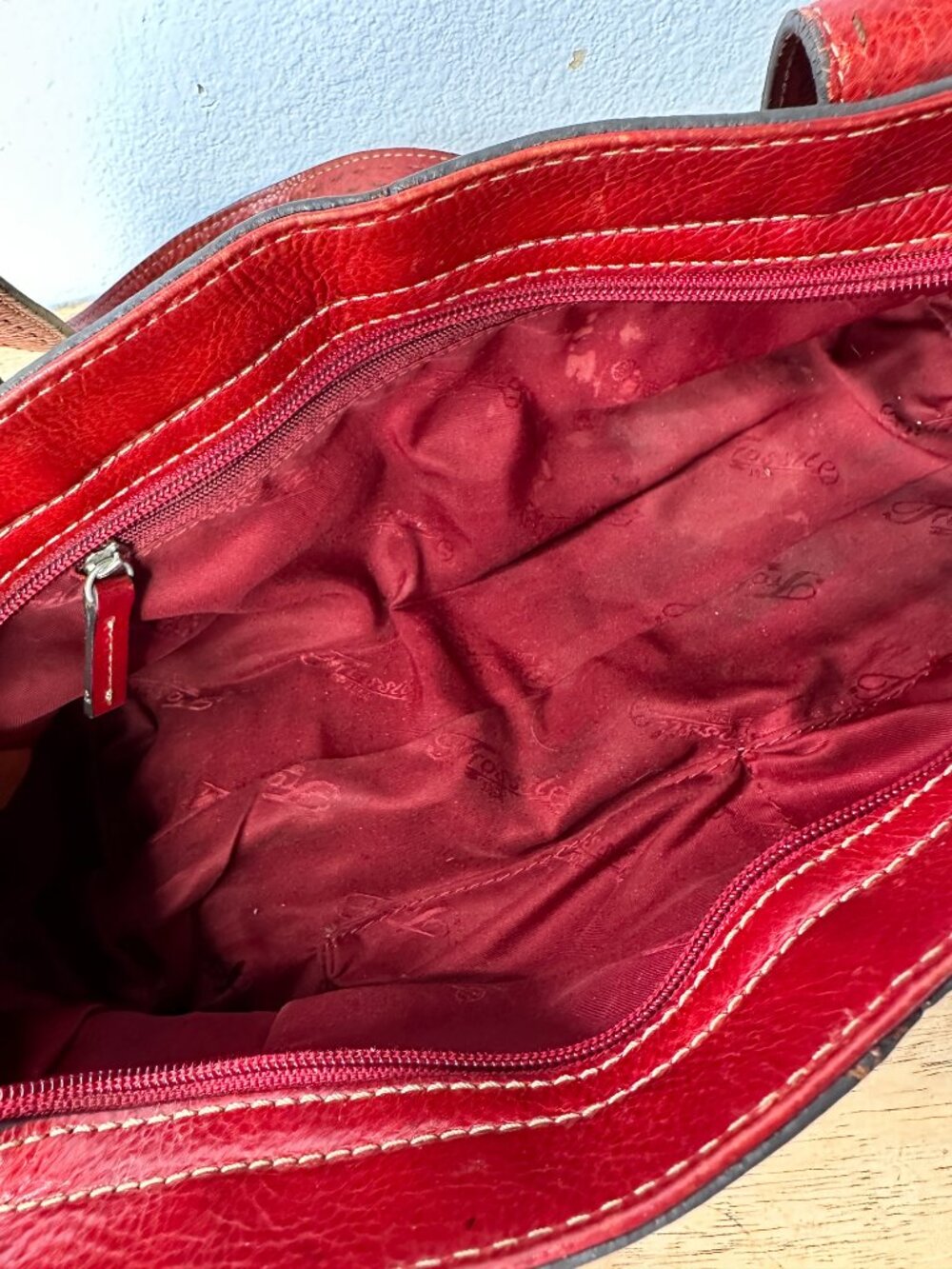 Fossil Sedona Saddle Bag Red Leather Shoulder Purse Vintage Y2K - Picture 6 of 8